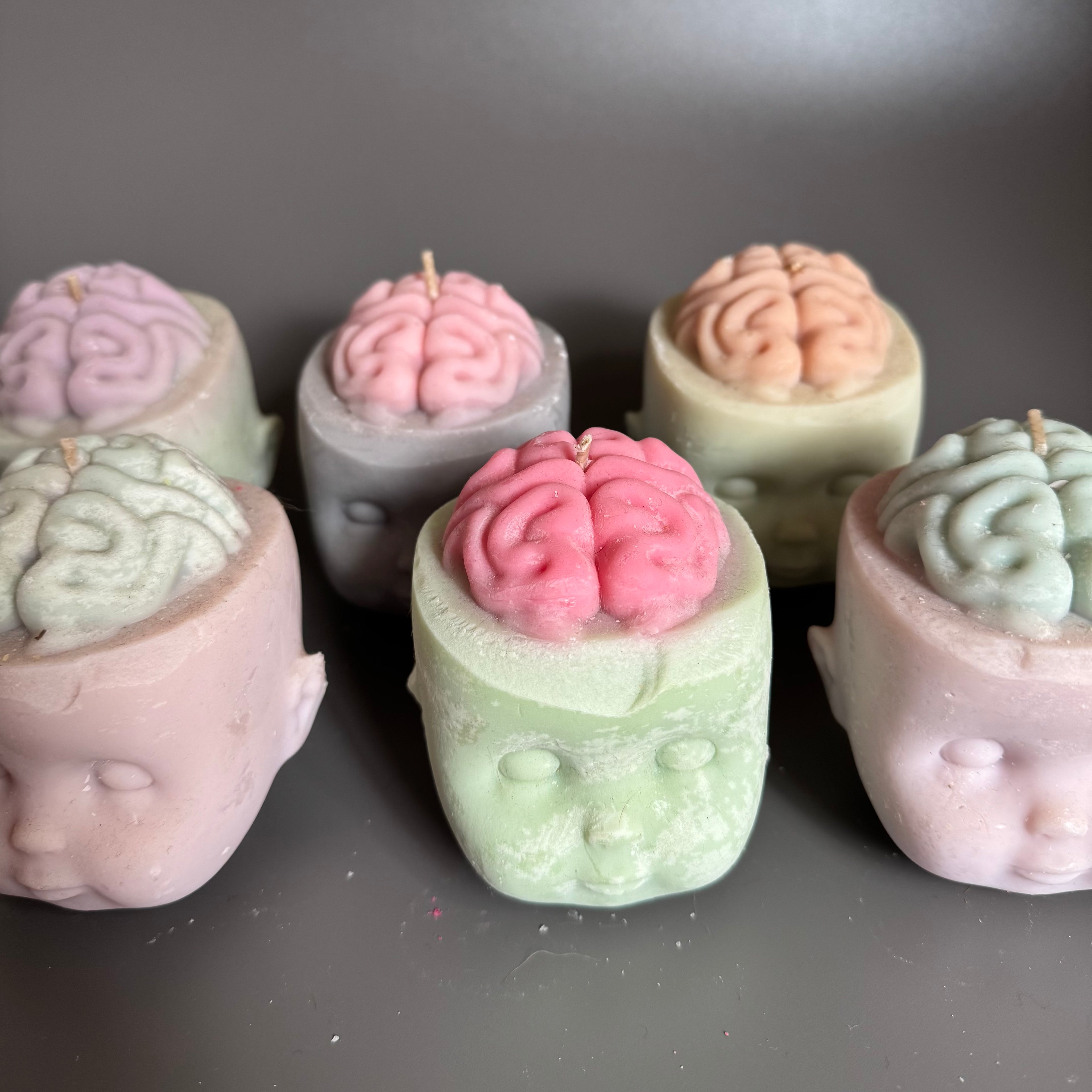 seconds Brainy Doll Head candle